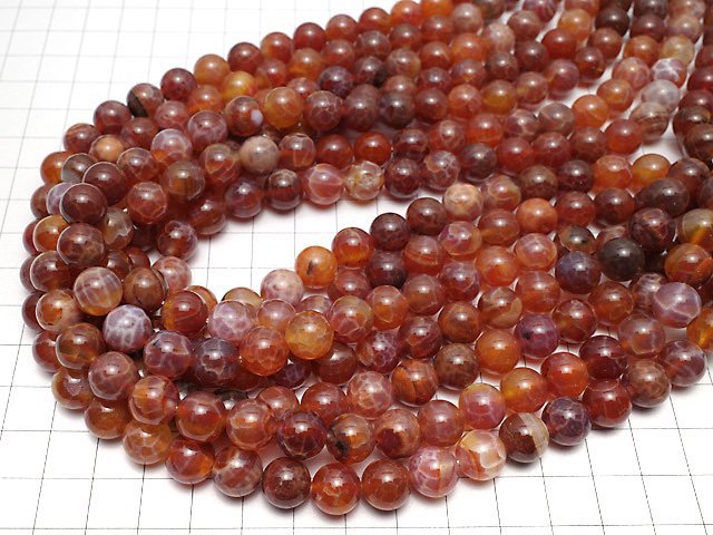 Fire Agate Round 10 mm half or 1 strand beads (aprx.15 inch / 36 cm)