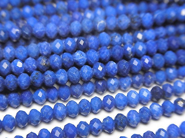 [Video]High Quality! Lapislazuli AA++ Faceted Button Roundel 3x3x2mm 1strand beads (aprx.15inch/36cm)