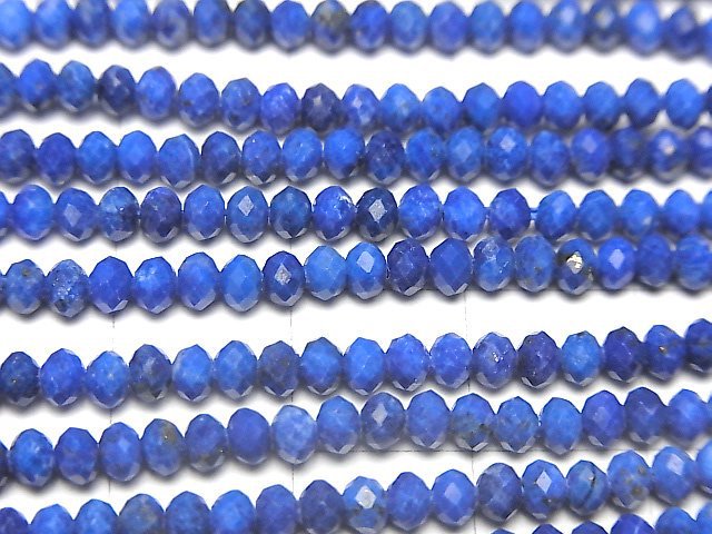 [Video]High Quality! Lapislazuli AA++ Faceted Button Roundel 3x3x2mm 1strand beads (aprx.15inch/36cm)