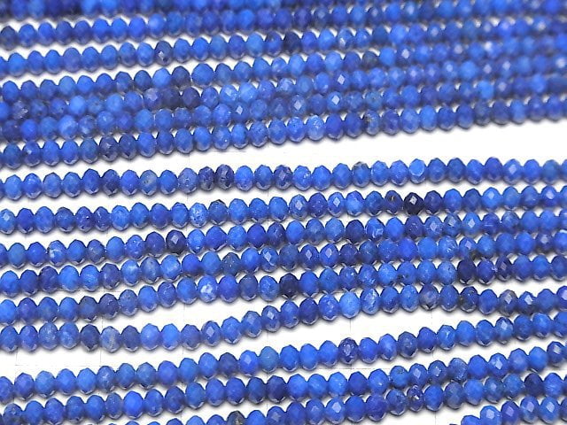 [Video]High Quality! Lapislazuli AA++ Faceted Button Roundel 3x3x2mm 1strand beads (aprx.15inch/36cm)