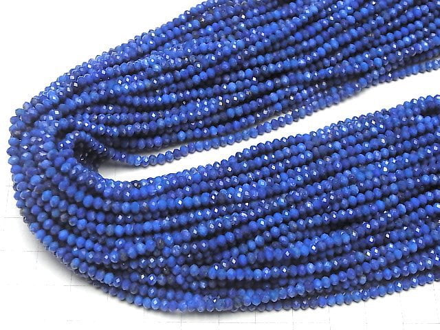 [Video]High Quality! Lapislazuli AA++ Faceted Button Roundel 3x3x2mm 1strand beads (aprx.15inch/36cm)