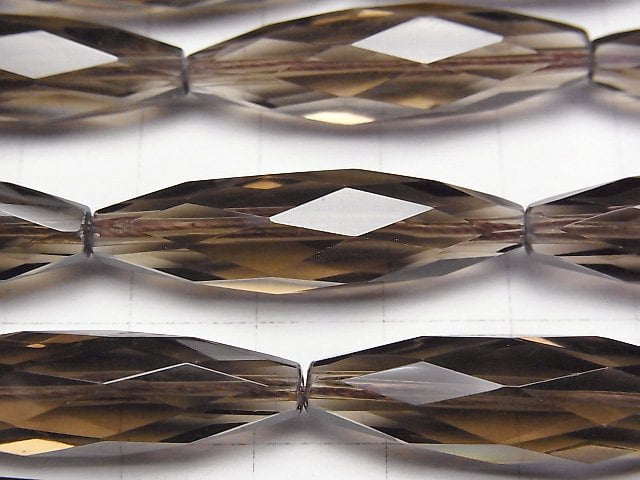 [Video] Smoky Quartz AAA Faceted Rice 35x10x10mm half or 1strand beads (aprx.14inch/34cm)