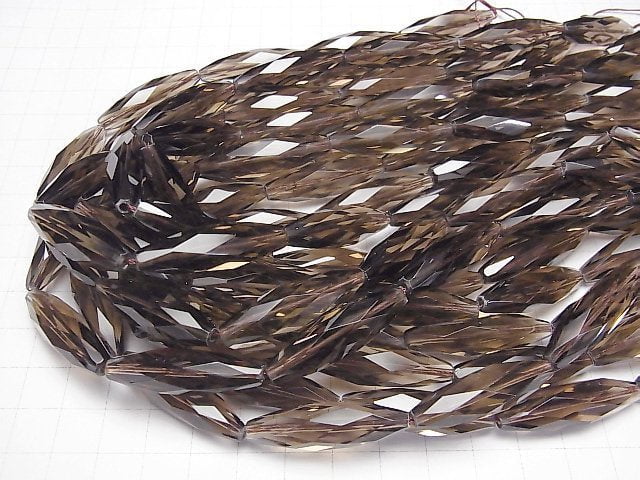 [Video] Smoky Quartz AAA Faceted Rice 35x10x10mm half or 1strand beads (aprx.14inch/34cm)