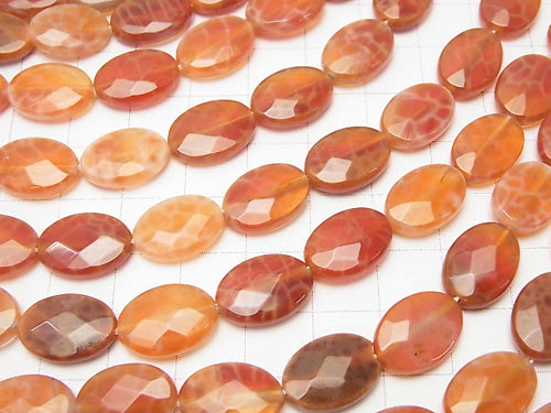 Fire Agate Faceted Oval 14 x 10 x 4 mm half or 1 strand (apr x 15 inch / 37 cm)