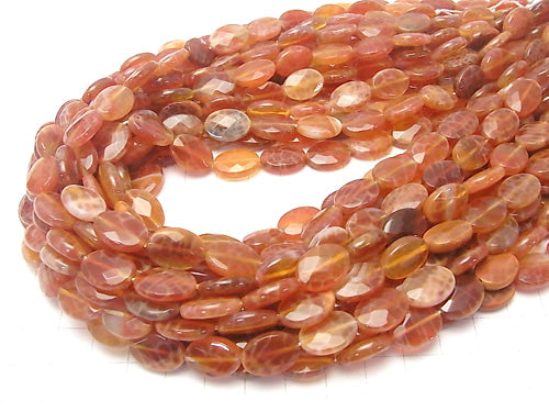 Fire Agate Faceted Oval 14 x 10 x 4 mm half or 1 strand (apr x 15 inch / 37 cm)