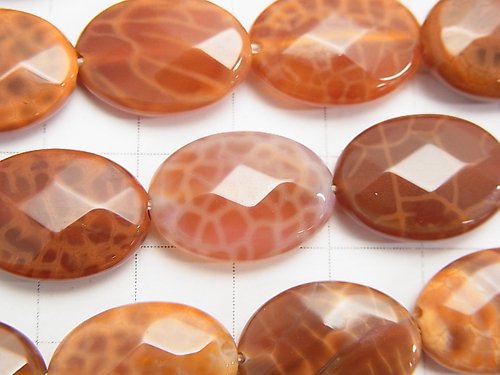 Fire agate Faceted Oval 18 x 13 x 5 mm half or 1 strand beads (aprx.14 inch / 35 cm)