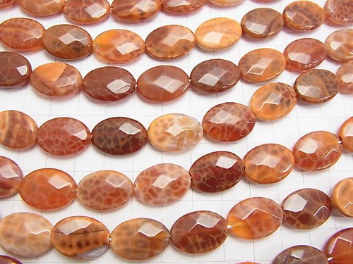 Fire agate Faceted Oval 18 x 13 x 5 mm half or 1 strand beads (aprx.14 inch / 35 cm)