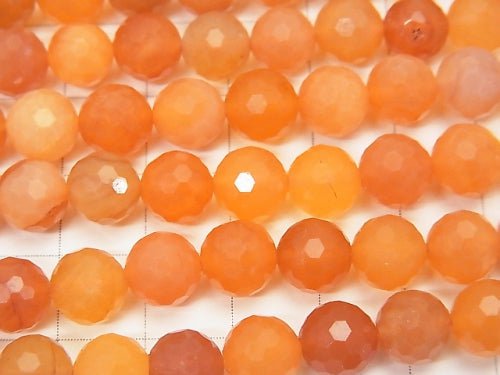 High Quality! Orange Color Chalcedony 128 Faceted Round 8 mm half or 1 strand beads (aprx.15 inch / 37 cm)