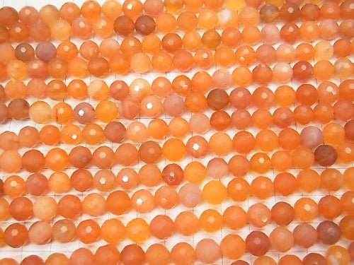 High Quality! Orange Color Chalcedony 128 Faceted Round 8 mm half or 1 strand beads (aprx.15 inch / 37 cm)