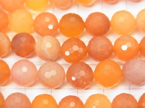 High Quality! Orange Color Chalcedony 128 Faceted Round 10 mm half or 1 strand beads (aprx.15 inch / 37 cm)