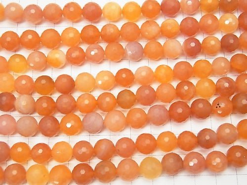 High Quality! Orange Color Chalcedony 128 Faceted Round 10 mm half or 1 strand beads (aprx.15 inch / 37 cm)