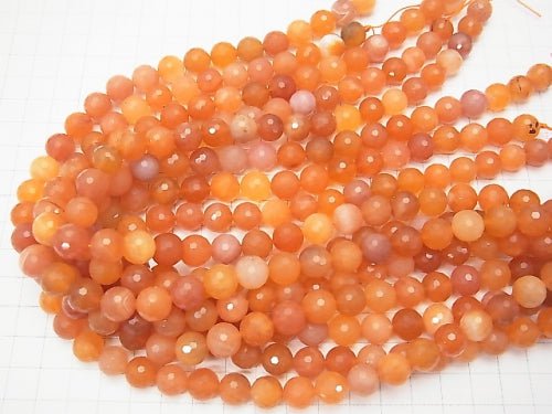 High Quality! Orange Color Chalcedony 128 Faceted Round 10 mm half or 1 strand beads (aprx.15 inch / 37 cm)