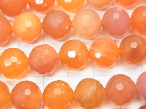 High Quality! Orange Color Chalcedony 128 Faceted Round 12 mm half or 1 strand beads (aprx.15 inch / 36 cm)