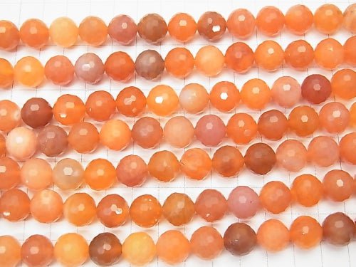 High Quality! Orange Color Chalcedony 128 Faceted Round 12 mm half or 1 strand beads (aprx.15 inch / 36 cm)