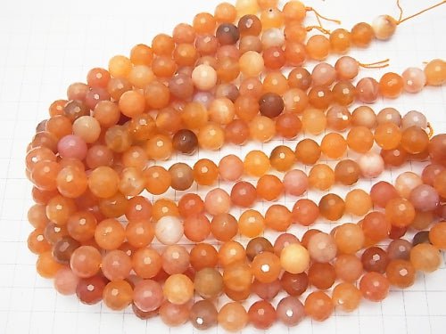 High Quality! Orange Color Chalcedony 128 Faceted Round 12 mm half or 1 strand beads (aprx.15 inch / 36 cm)