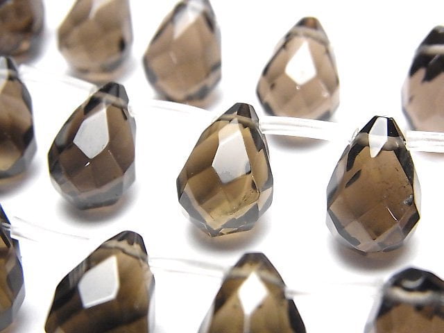 Drop, Faceted Briolette, Smoky Quartz Gemstone Beads