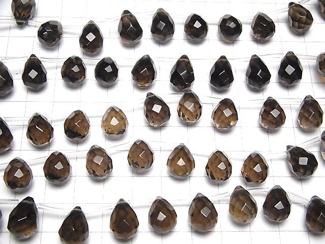 [Video] Smoky Quartz AAA Drop  Faceted Briolette 14x10x10mm 1/4 or 1strand beads (aprx.15inch/38cm)