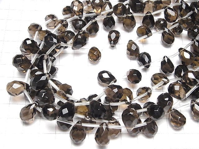 [Video] Smoky Quartz AAA Drop  Faceted Briolette 14x10x10mm 1/4 or 1strand beads (aprx.15inch/38cm)