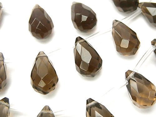 Drop, Faceted Briolette, Smoky Quartz Gemstone Beads