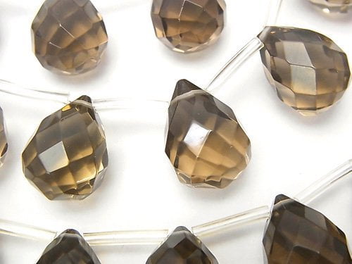 Drop, Faceted Briolette, Smoky Quartz Gemstone Beads