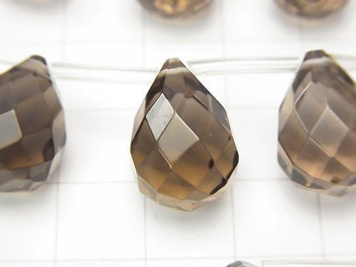 Smoky Quartz  Drop  Faceted Briolette 16x12x12mm 1/4 or 1strand beads (aprx.15inch/36cm)