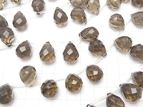 Smoky Quartz  Drop  Faceted Briolette 16x12x12mm 1/4 or 1strand beads (aprx.15inch/36cm)