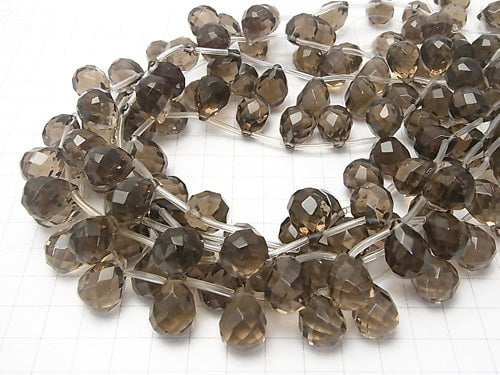 Smoky Quartz  Drop  Faceted Briolette 16x12x12mm 1/4 or 1strand beads (aprx.15inch/36cm)