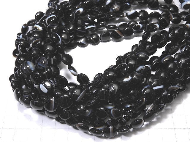 Stripe Onyx Coin 10x10x4mm 1strand beads (aprx.15inch / 36cm)