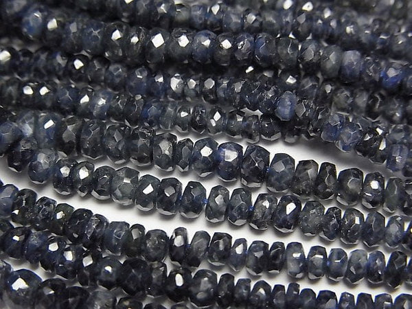 High Quality Blue Sapphire AAA Faceted Button Roundel half or 1strand (aprx.16 inch / 39 cm)