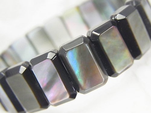 High Quality Black Shell AAA 2 Hole Faceted Rectangle 14x9x5mm Bracelet