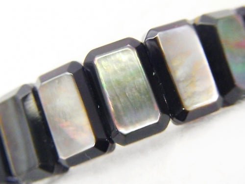 High Quality Black Shell AAA 2 Hole Faceted Rectangle 14x9x5mm Bracelet