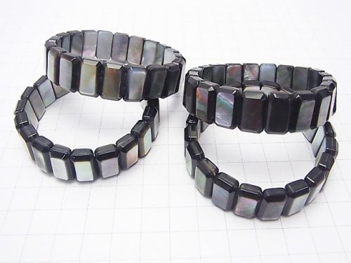 High Quality Black Shell AAA 2 Hole Faceted Rectangle 14x9x5mm Bracelet