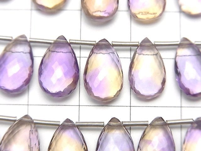 [Video] MicroCut High Quality Ametrine AAA Pear shape Faceted Briolette half or 1strand (8pcs )