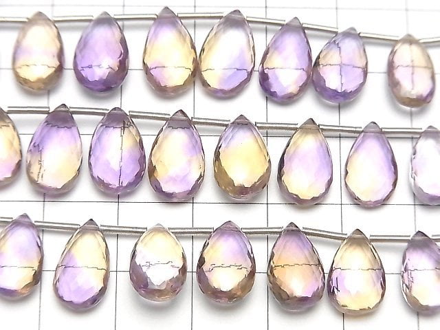 [Video] MicroCut High Quality Ametrine AAA Pear shape Faceted Briolette half or 1strand (8pcs )