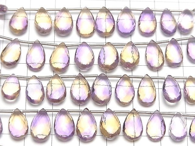 [Video] MicroCut High Quality Ametrine AAA Pear shape Faceted Briolette half or 1strand (8pcs )