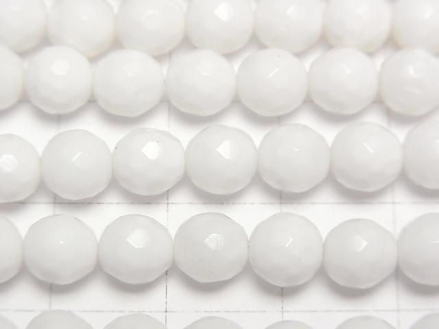 [Video] White Shell 128 Faceted Round 6mm 1strand beads (aprx.15inch/37cm)