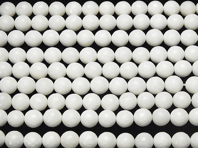 White Shell 128Faceted Round 10mm 1strand beads (aprx.14inch / 35cm)