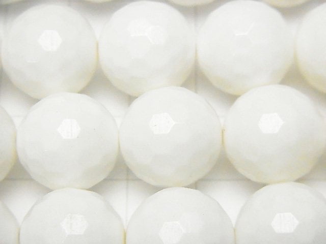 White Shell 128Faceted Round 14mm half or 1strand beads (aprx.15inch / 36cm)