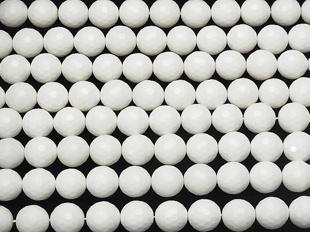 White Shell 128Faceted Round 14mm half or 1strand beads (aprx.15inch / 36cm)