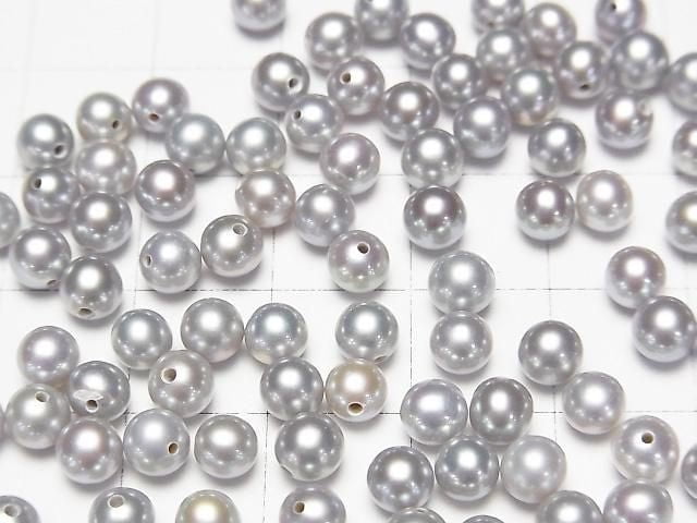 [Video] Fresh Water Pearl AAA Round 4-4.5mm [Half Drilled Hole] Silver 2pairs