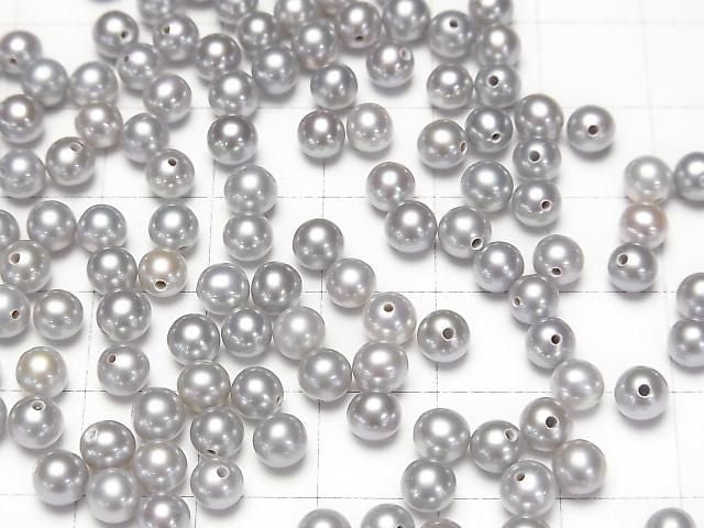 [Video] Fresh Water Pearl AAA Round 4-4.5mm [Half Drilled Hole] Silver 2pairs