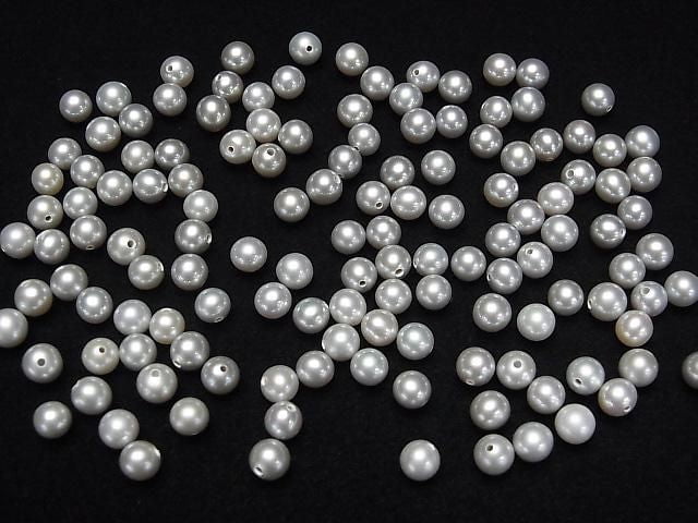 [Video] Fresh Water Pearl AAA Round 4-4.5mm [Half Drilled Hole] Silver 2pairs