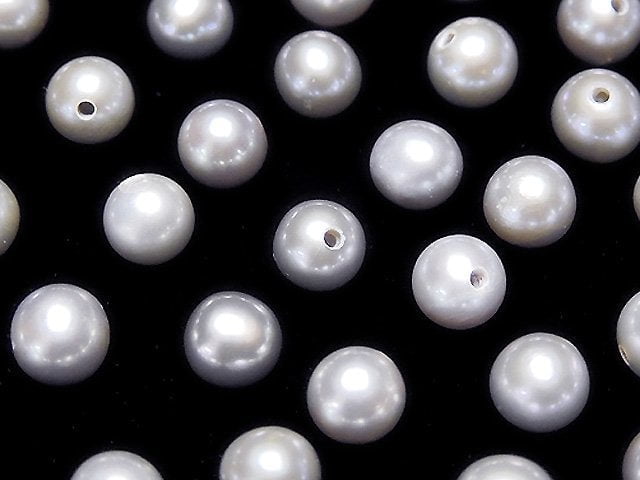 [Video] Fresh Water Pearl AAA Round 5-5.5mm [Half Drilled Hole] Silver 2pairs