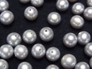 [Video] Fresh Water Pearl AAA Round 6-6.5mm [Half Drilled Hole] Silver 1pair