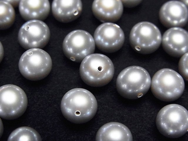 [Video] Fresh Water Pearl AAA Round 7mm [Half Drilled Hole] Silver 1pair