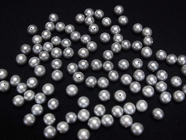 [Video] Fresh Water Pearl AAA Round 7mm [Half Drilled Hole] Silver 1pair