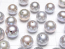 [Video] Fresh Water Pearl AAA Round 8mm [Half Drilled Hole] Silver 1pair