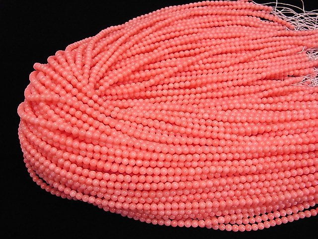 1strand $4.79! Pink Orange Coral (Dyed) Round 4mm 1strand beads (aprx.15inch / 38cm)