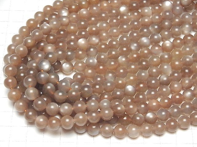 Brown Moonstone AAA-AAA- Round 8mm half or 1strand beads (aprx.15inch / 38cm)