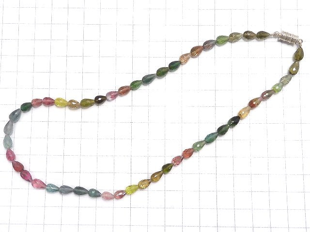 [Video] [One of a kind] Top Quality Multicolor Tourmaline AAAA Vertical Hole Faceted Drop Necklace NO.1